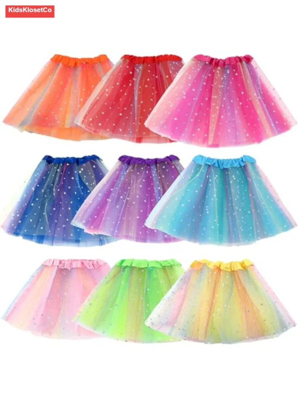 9 Pcs Ballet Tutu Skirts 3 Layers Fluffy Princess Multicolor for Toddler Girls